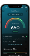 Hume health app with a health score of 650