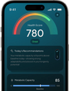 Phone screen displaying a Hume health score app with a health score