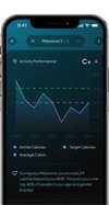 Hume activity performance app with a graph