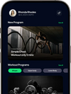Phone screen displaying the Hume fitness app with workout program details